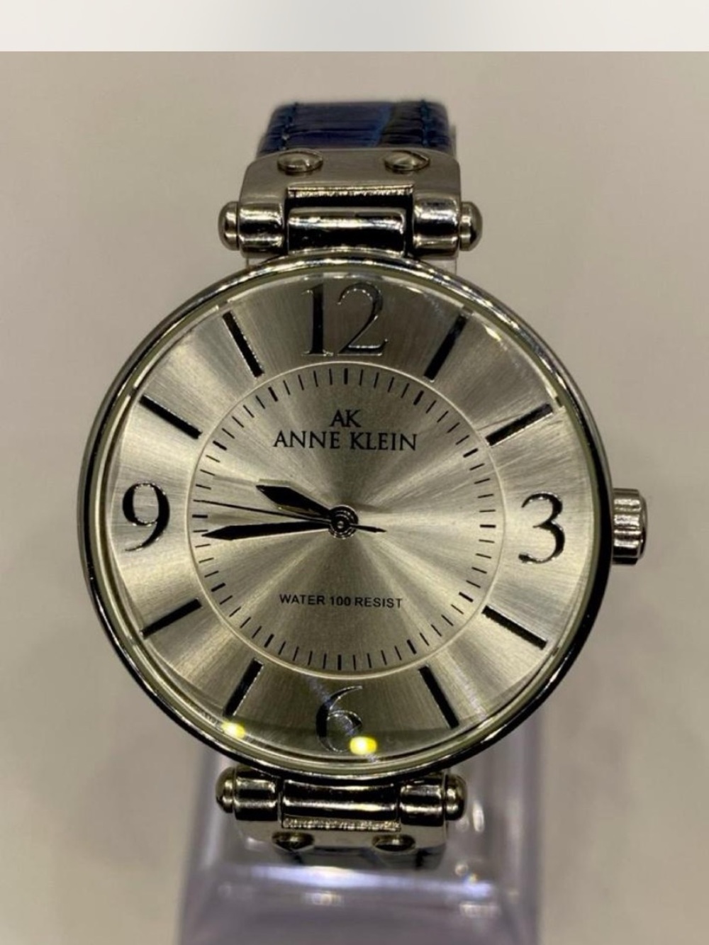 Anne Klein *^* Designer ^ Silverwear *** Navy Blue band *^* watch *